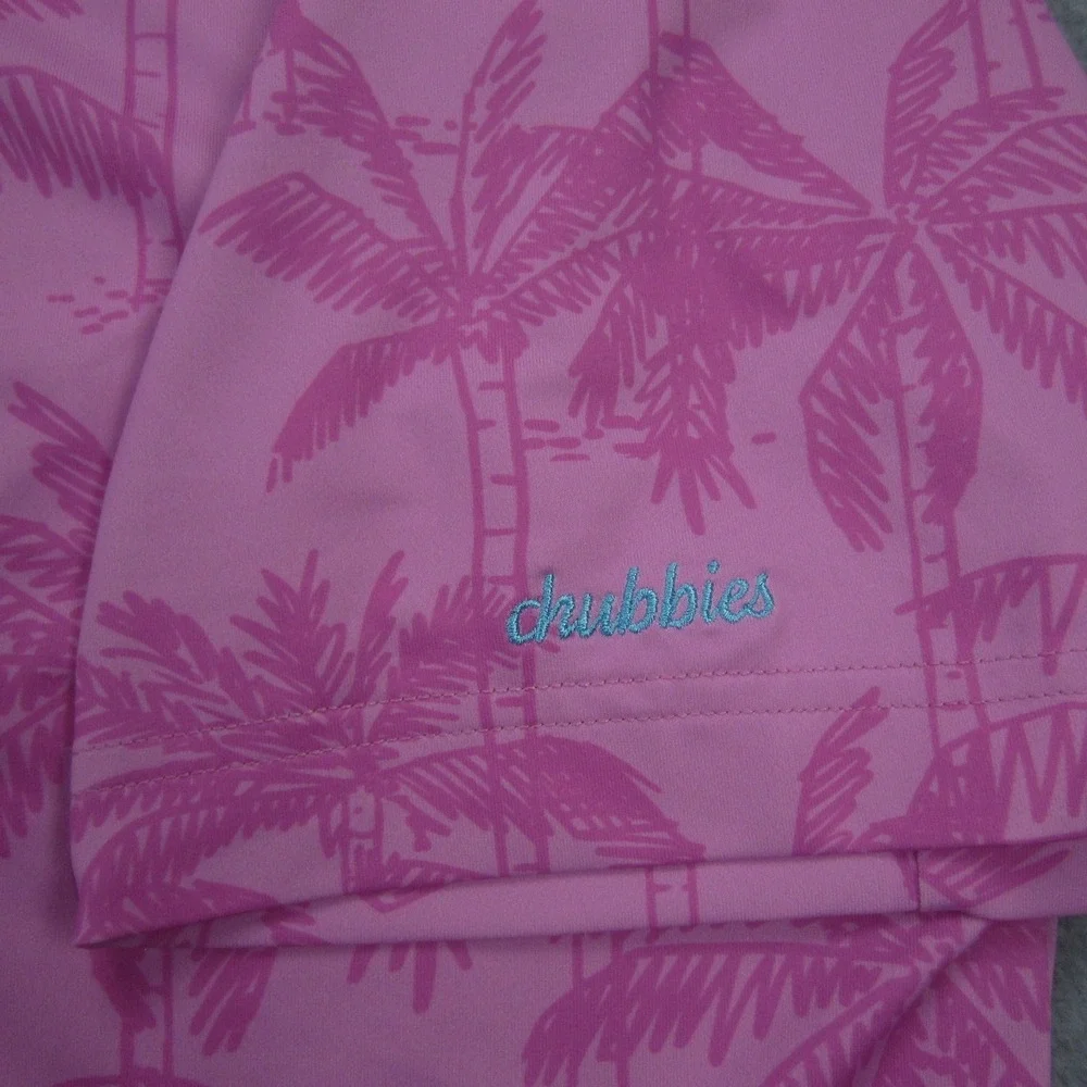 Chubbies Polo Shirt Mens Large Pink Palm Tree Performance Short Sleeve Stretch - Picture 5 of 16